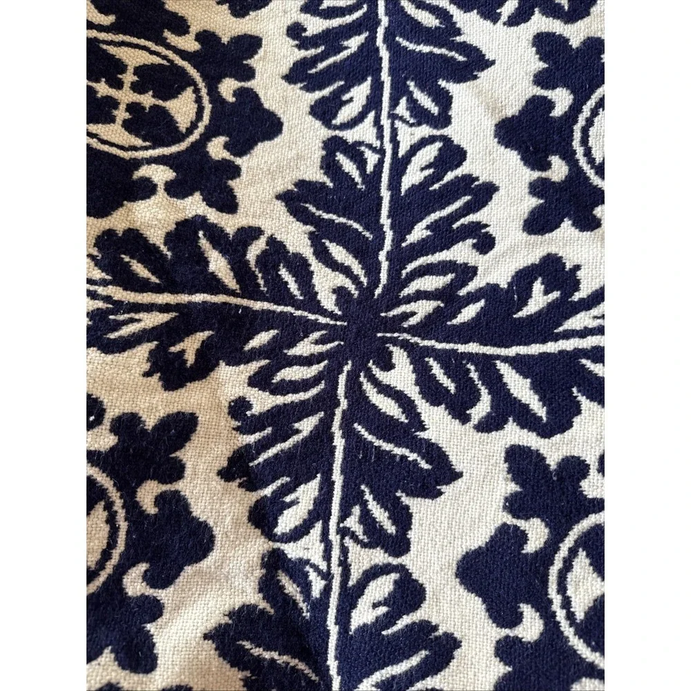 Stitched Knit Blue And White Afghan Throw Blanket Tassels 82